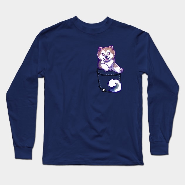 Pocket Cute Canadian Eskimo Dog Long Sleeve T-Shirt by TechraPockets